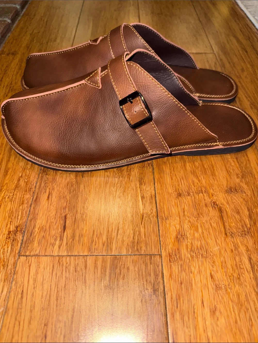 Men's Brown Leather Slip-On Clog